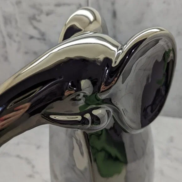 Pier One metallic gunmetal/silver glazed ceramic elephant - Picture 6 of 7